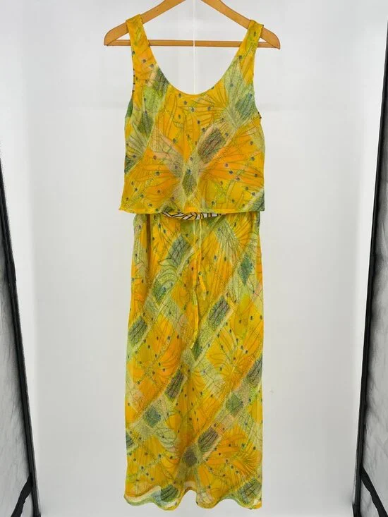 Sacred Threads Reversible 2-Piece Set Yellow Tropical Boho Skirt M/L - Picture 3 of 11